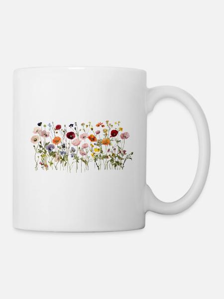 Wildflower Meadow – Natural Watercolor Blooms - Mug - white