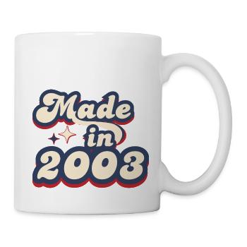 Hergestellt im Jahr 2003 Retro - Tasse - Weiß - Rechts