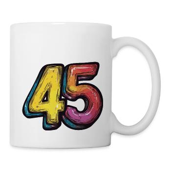 45 Zahl Bunt - Tasse - Weiß - Rechts