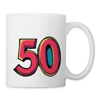 50 Zahl Bunt - Tasse - Weiß - Rechts