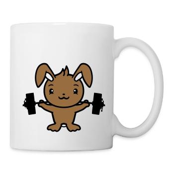 Bunny Bodybuilder Gym Muscles Strong Fitness Weight - Mug - white - Right