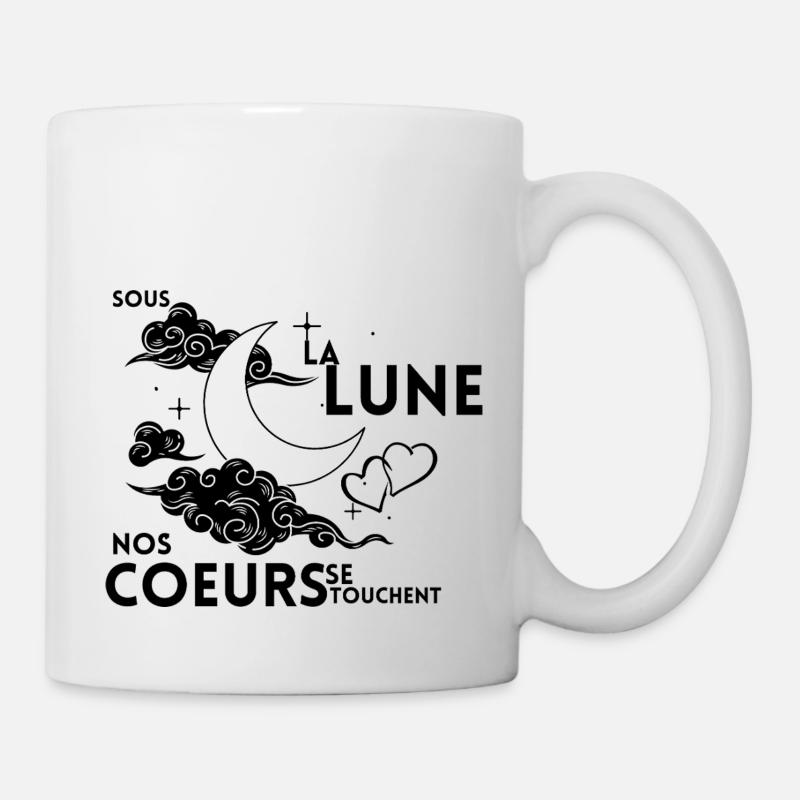 Sous la lune nos cœurs se touchent - Mug blanc - blanc