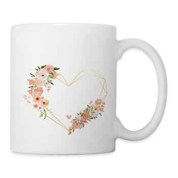 Brautteam Goldenes Herz Blumen - Tasse - Weiß - Rechts