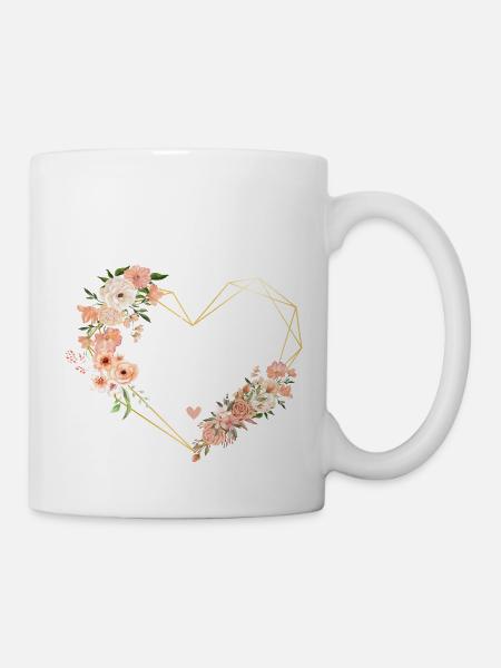 Brautteam Goldenes Herz Blumen - Tasse - Weiß
