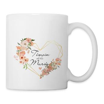 Brautzeuge Goldenes Herz Blumen - Tasse - Weiß - Rechts