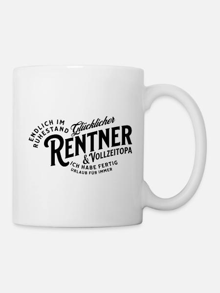 Glücklicher Rentner & Vollzeitopa - Tasse - Weiß