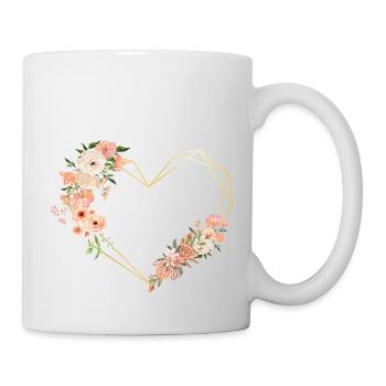 Buchstabe b florales goldenes Herz - Tasse - Weiß - Rechts