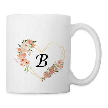 Buchstabe b florales goldenes Herz - Tasse - Weiß - Rechts