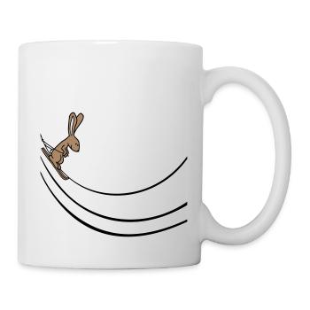 Hase Skihase Skispringen Rampe Ski fahren Schnee - Tasse - Weiß - Rechts