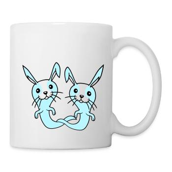 2 Hasen Geist Gespenst spuken Halloween gruselig - Tasse - Weiß - Rechts
