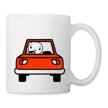 Vogel Auto fahren Autofahrer Führerschein mobil - Tasse - Weiß - Rechts