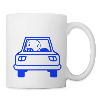 Vogel Auto fahren Autofahrer Führerschein mobil - Tasse - Weiß - Rechts
