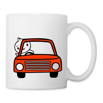 Duck waving car driver driving fast vehicle - Mug - white - Right