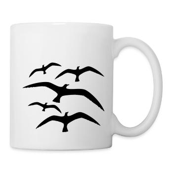 Seagulls flock of birds many birds flying 5 seabirds - Mug - white - Right