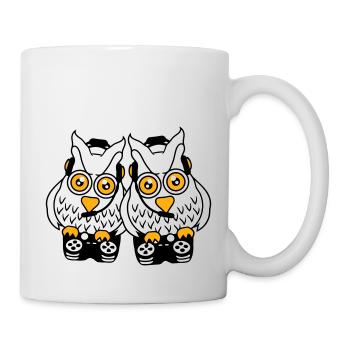 2 Gamer Owls Play Team Friends Two Player Duo - Mug - white - Right