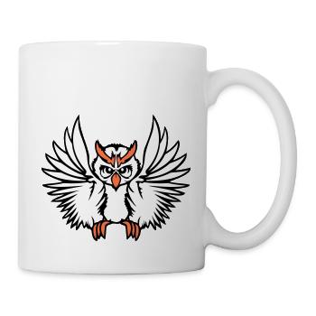 hibou oiseau aigle hibou hibou oiseau de nuit chouette effraie volant cool - Mug blanc - blanc - Droite