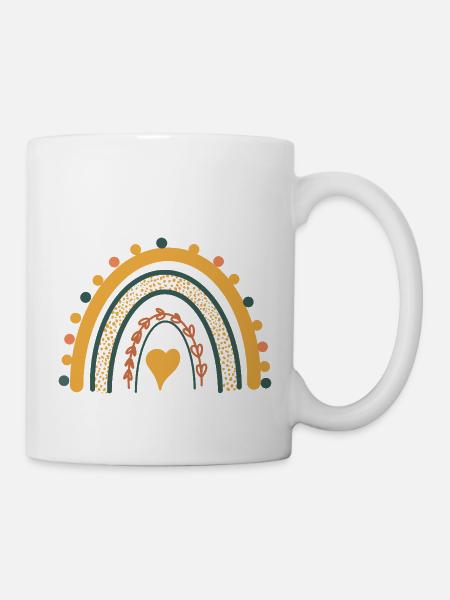 Rainbow Boho Print Abstract Rainbow - Mug - white