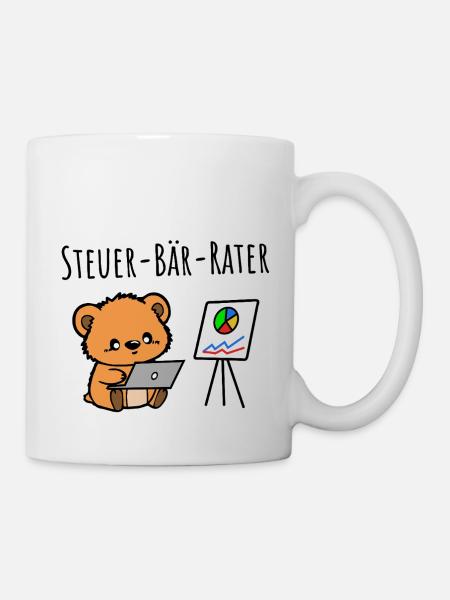 Der kleine Steuer-Bär-Rater macht deine Steuer - Tasse - Weiß