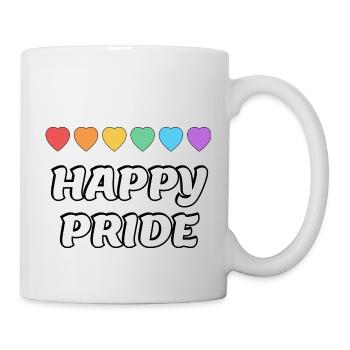 Happy Pride Rainbow hearts Mois de la fierté LGBTQ - Mug blanc - blanc - Droite