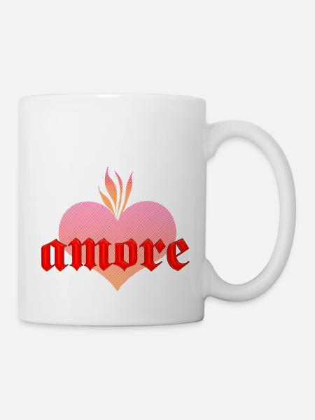 amore mit brennendem Herz - Tasse - Weiß