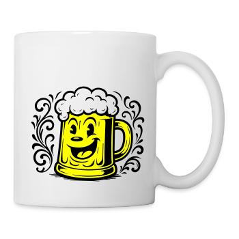 Bier Lustig Comic - Tasse - Weiß - Rechts