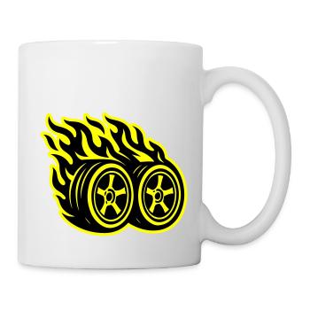 Autoreifen Flamme - Tasse - Weiß - Rechts