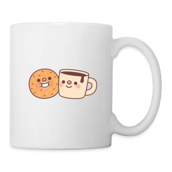 Süßer Bagel Und Kaffee Doodle - Tasse - Weiß - Rechts