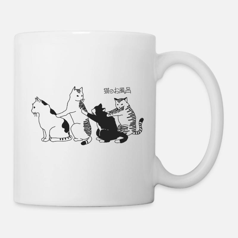 Illustration de chats kawaii en groupe - Mug blanc - blanc