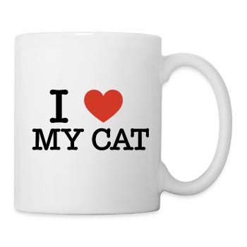 Ich liebe meine Katze. Lustiges Katzenbesitzer-Zitat - Tasse - Weiß - Rechts