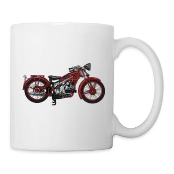 Vintage Motorrad Illustration - Tasse - Weiß - Rechts