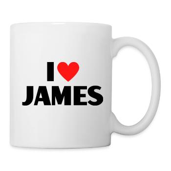 I love James Rotes Herz Liebe Fan Geschenk - Tasse - Weiß - Rechts