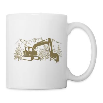 Excavator Silhouette Construction Equipment Operator Work - Mug - white - Right