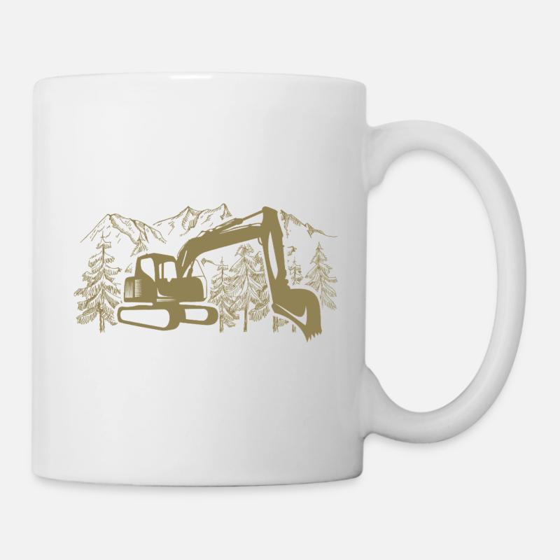 Bagger Silhouette Baugeräteführer Arbeit - Tasse - Weiß