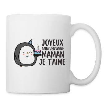 Pingouin Anniversaire Maman Je T'Aime - Mug blanc - blanc - Droite