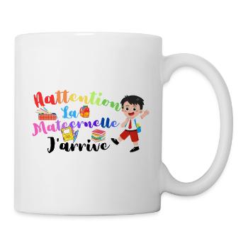Attention kindergarten t-shirt child back to school - Mug - white - Right