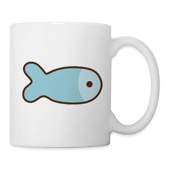 Minimalistische blaue Fisch-Illustration - Tasse - Weiß - Rechts