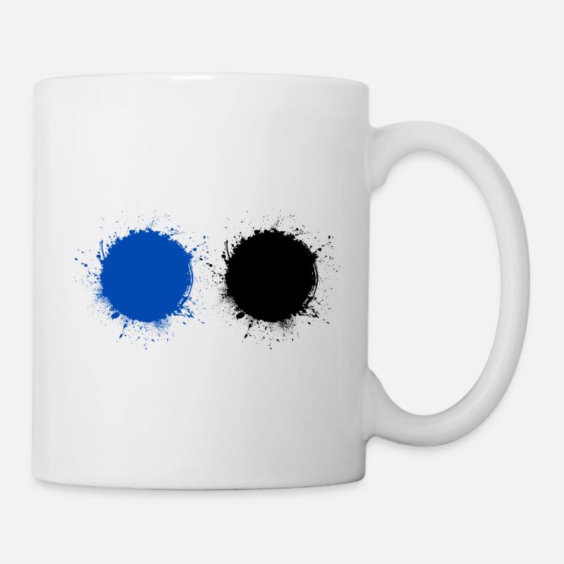 Blau und Schwarz - Tasse - Weiß