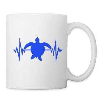 Wasserschildkröte Puls Herzschlag Frequenz EKG Fun - Tasse - Weiß - Rechts