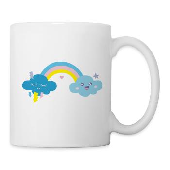 Kawaii Rainbow Cute Blue Clouds - Mug - white - Right