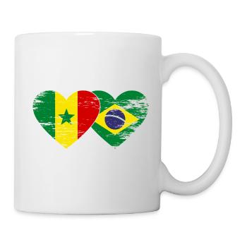 Sénégal Brésil Drapeau Mains Coeur Forme Utilisé - Mug blanc - blanc - Droite
