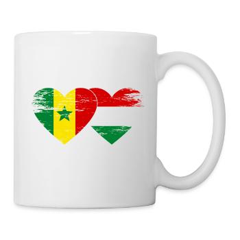 Senegal Hungary Flag Heart used - Mug - white - Right