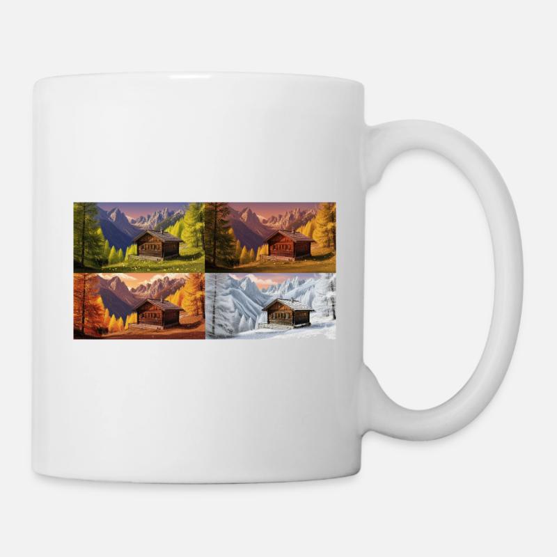 Cabane idylle dans la vallée de montagne - Mug blanc - blanc