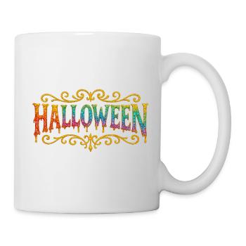 Farbglitzer Halloween Schrift - Tasse - Weiß - Rechts