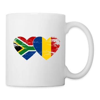 South Africa Romania Flags Heart - Mug - white - Right