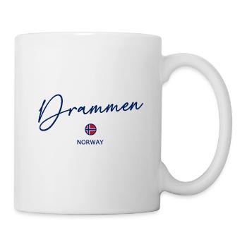 Drammen - Norway Flag - Lettering - Norge Norwegen - Mug - white - Right