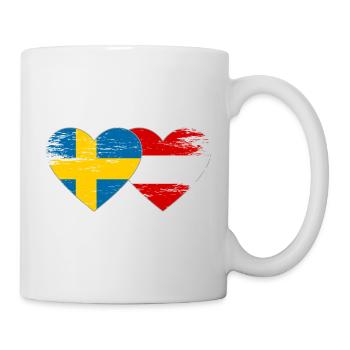 Sweden Austria Flag Heart used - Mug - white - Right