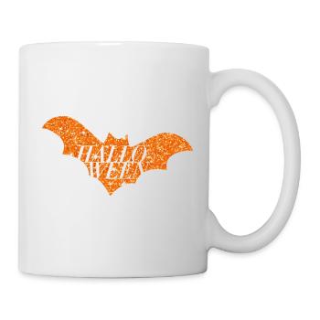 Silhouette de chauve-souris scintillante orange d’Halloween - Mug blanc - blanc - Droite