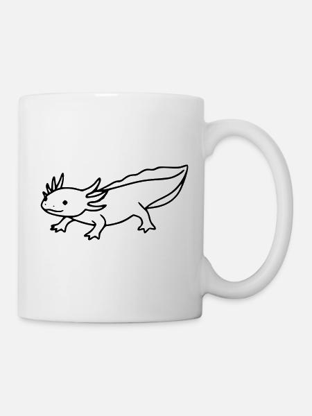 Axolotl Strichzeichnung | Minimalistischer Lurch - Tasse - Weiß