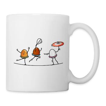 tightrope walkers, acrobats, eggs - Mug - white - Right