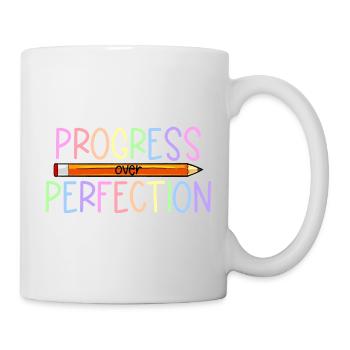 Fortschritt statt Perfektion Zurück zur Schule Leh - Tasse - Weiß - Rechts